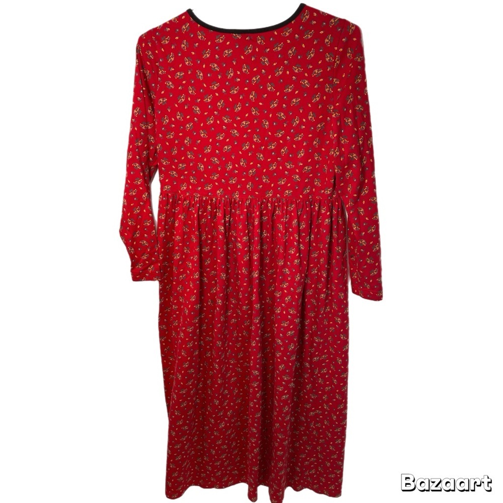 Vintage Hanna Anderssin Red floral cotton Cottagecore Prairie Dress - Picture 2 of 6